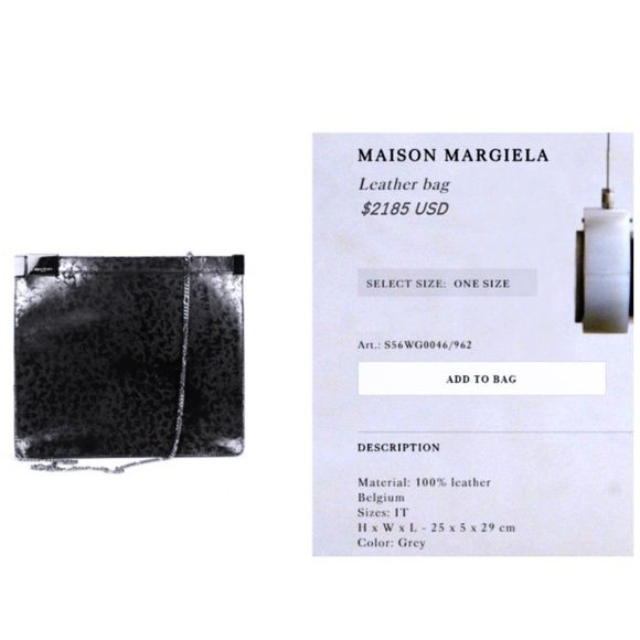 MAISON MARTIN MARGIELA Silver & Black Metallic Printed Handbag Large Clutch - Picture 8 of 10